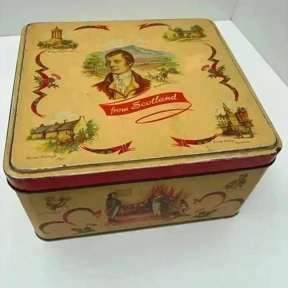 Vintage Crawford biscuits Scottish Heros tin  featuring Robert Burns - Picture 1 of 13